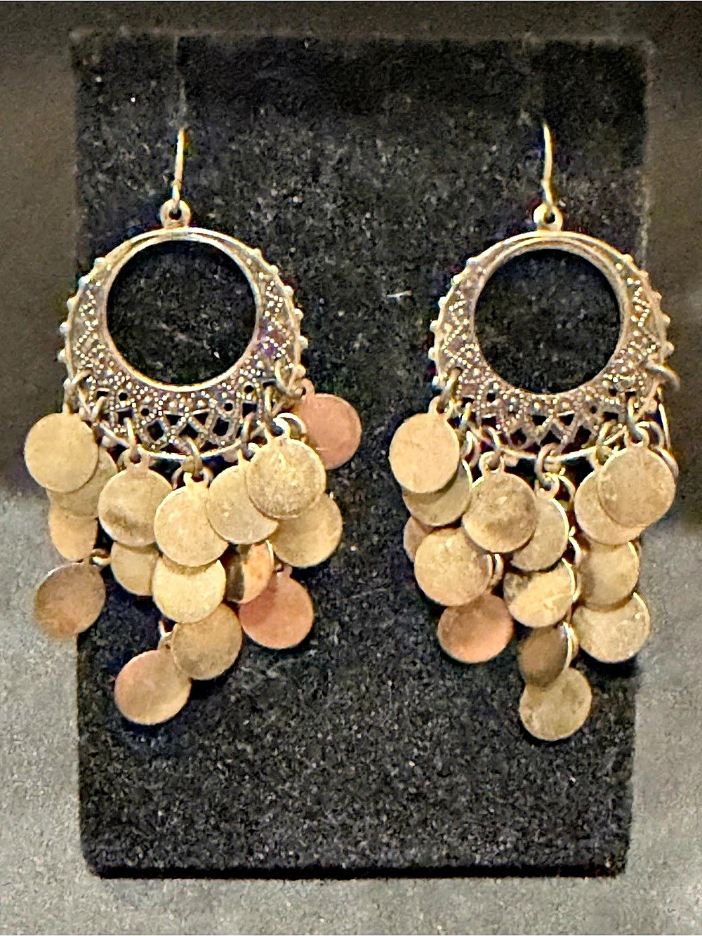 Gold-Tone Coin Drop Earrings Like New